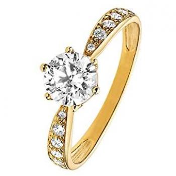 FAVS Fingerring FAVS Damen-Damenring 375er Gelbgold 1 Zirkonia