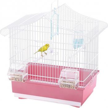 Jaula de pájaros Imac blanca y rosa