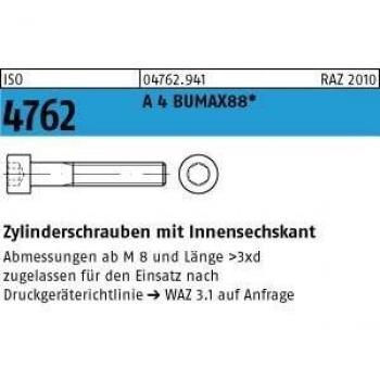 Zylinderschraube Innensechskant M 3 x 25 A4 BUMAX88 500 Stück