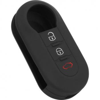 Silikon Schlüsselhülle für Fiat 500, Panda, Grande Punto, Bravo, Stilo, 500x, Abarth, Ducato, Doblo und Peugeot mit 3 Tasten