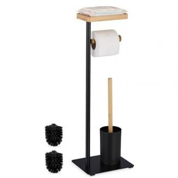 Bambus WC-Garnitur mit Eisen, Toilettenbürste und Klopapierhalter