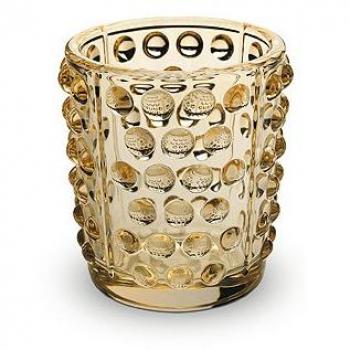 Lalique Mossi Gold Rimmed Crystal Votive