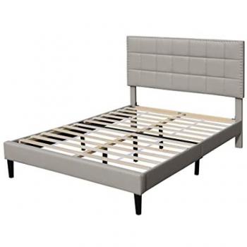Sommeil Gris 140x190 – Tête de lit avec sommier à 16 cm (Riley)