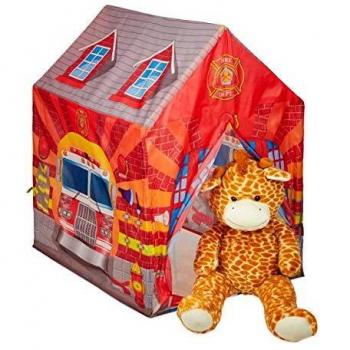 Relaxdays Kids Firehouse Tent, Indoor Playhouse, Red, 3 Years & Up, 103 x 71 x 94 cm