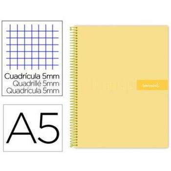 Cuaderno espiral Liderpapel A5 micro crafty tapa forrada 120 hojas 90 gr 5 bandas 6 taladros color amarillo