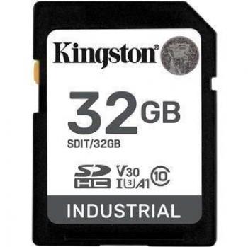 Kingston Card Kingston Ind. SD +ADP 32GB pSLC (SDHC, 32 GB, U3, UHS-I), Speicherkarte, Schwarz