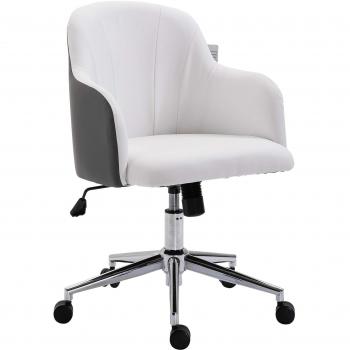 Vinsetto Deluxe Desk Companion Chair – 360° Turn, Height‑Adjustable, White PU Leather