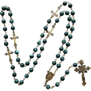 Jahrgangs‑Rosenkranz‑Halskette – religiöse Legierung mit Kreuzanhänger aus reinem Gold