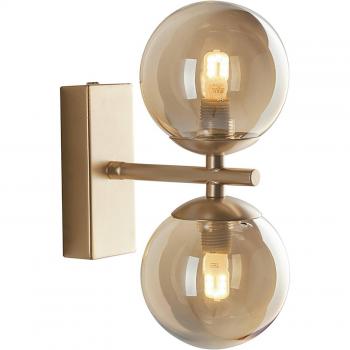 2-Bulb Gold Glass Globes Wall Light