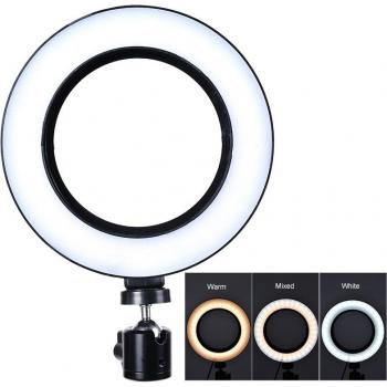 High‑Beam SelfieRing 24 LED, 480 lm, 1,8 m, Studio‑Stativ mit USB‑Stecker