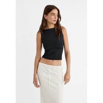 Stradivarius Black Boatneck T-shirt Polyamide M