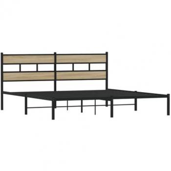Metal Bed Frame without Mattress Sonoma Oak 193x203 cm