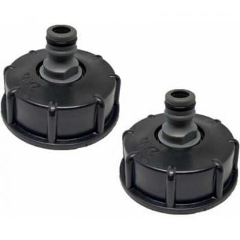 IBCTankCap Duo – 60mm Inlet, ½ Outlet Nipple (Black)
