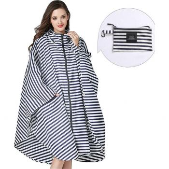 Poncho con capucha impermeable, unisex, grande, 3 colores a rayas, incluye bolsa de cremallera