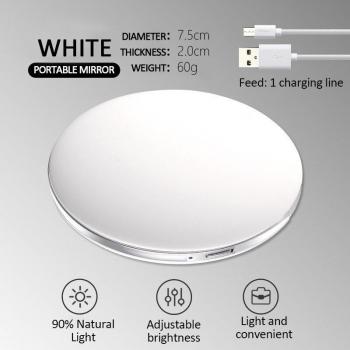 Folding Round LED Makeup Mirror with Battery