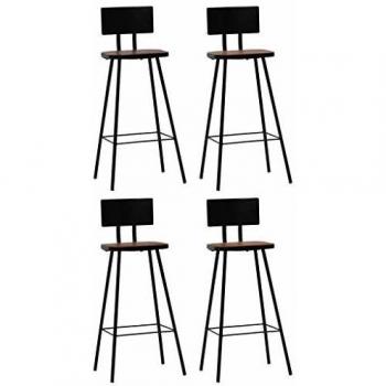 Sgabelli da Bar in Legno Massello 4 pz