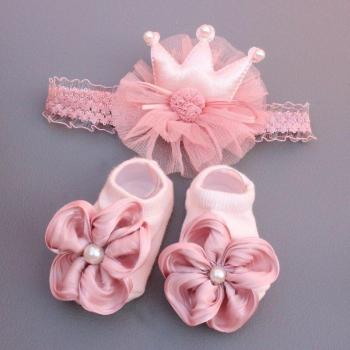 Mädchen Socken und Turban Set mit Blumen