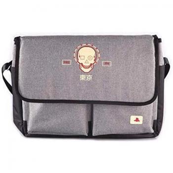 Sony Playstation Biker Skull With Puff Print Messenger Bag Unisex Black/Grey