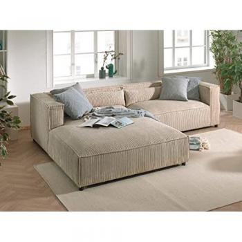 Lisa Design 4-sitzer Ecksofa in Weiß, Maße: 65 H x 266 W x 190 D cm