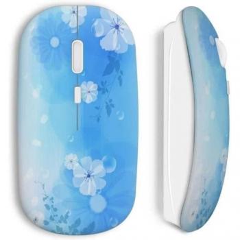 Maniacase Souris Sans Fil Fleurs Blue