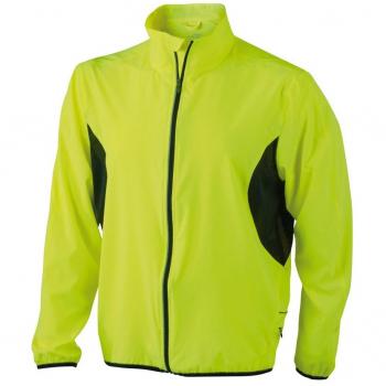 JN444 Mens Running Jacket in Fluoro Yellow & Black, Large Size