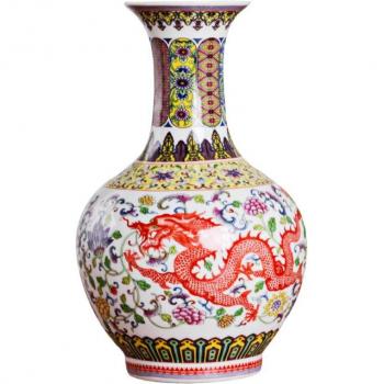 Jingdezhen Dragon and Phoenix Enamel Vase