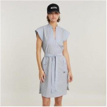 G‑Star Outfit 2024: Vestido Saharienne Azul XS, Manga Corta, Casual y de Algodón
