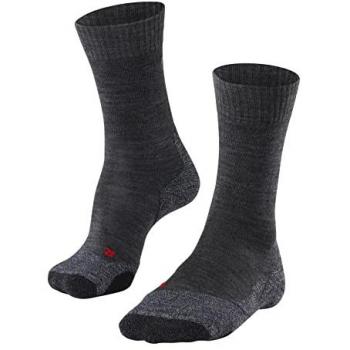 FALKE Women's TK2 Explore W SO Wool Thick Anti-Blister Trekking Socks, Grey (Asphalt Melange 3180), Size 4-5