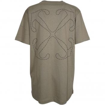 Off-White Men's Logo Cotton T-Shirt in Beige | Size XL | OMAA027F23JER008