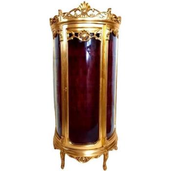 Prunkvolle Glasvitrine Gold/Bordeaux