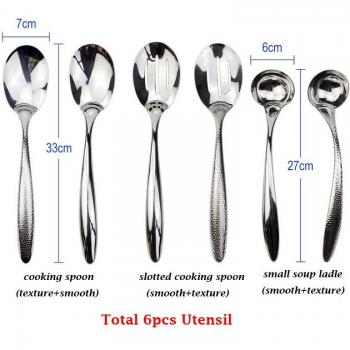 Set d'ustensiles de cuisine texturés en acier inoxydable 18/8