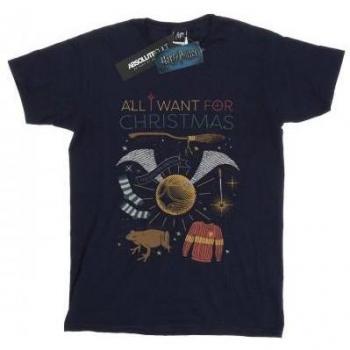 Camiseta Harry Potter Mujer Todo lo que quiero para Navidad 100% algodón estilo boyfriend XL Negra