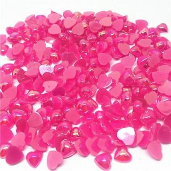 100pcs 8mm Heart Flatback Pearls in 6 Colors for Crafts