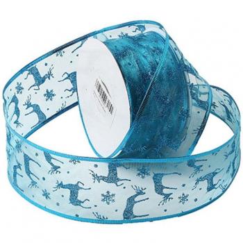 50 Yards Glitter Sheer Wired Organza Ribbon for Crafting and Decoration