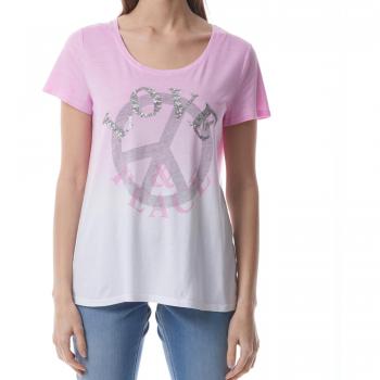 Pailletten Chic Damen Shirt 42 – Rosa/Weiß Gemustert