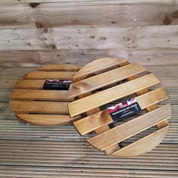 Pack of 2 Handcrafted Wooden Flower Pot Stands on Metal Castors