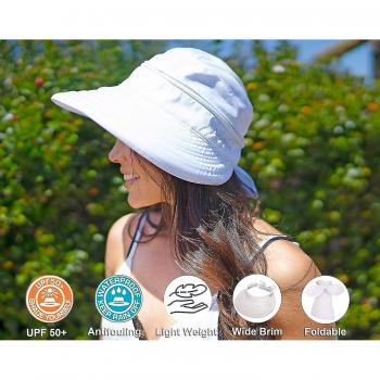 Sombrero de Playa UV 50+ para Mujeres con Visera Azul