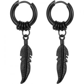 Pendientes de pluma de acero inoxidable, joyería hip hop