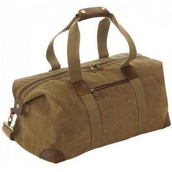 Olivgrüne Reisetasche mit Lederdetails von Quadra