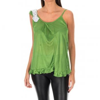 Top verde con spalline sottili e volant BDM0426