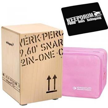 Schlagwerk Cajon Schlagwerk CP403 Natur Cajon mit Bag Pink und Pad