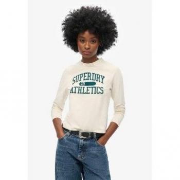 Superdry Femme Haut Slim à Manches Longues Athletic Essentials Ringer Crème Taille: 40