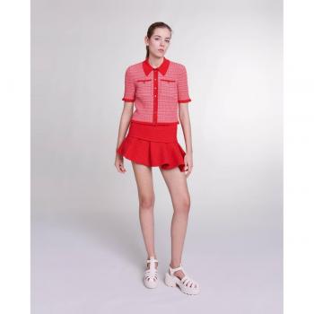 Maje Jibala Asymmetrical Mini Tweed Skirt