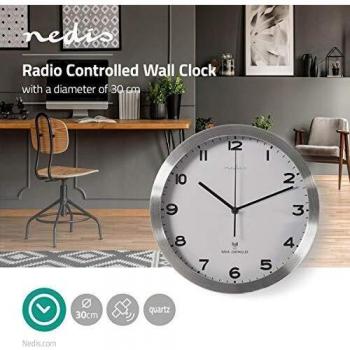 Funk-Wanduhr 30 cm in Weiß