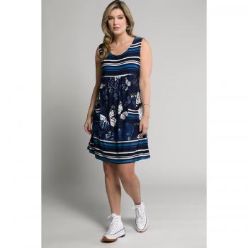Plus Size Blue Stripe Butterfly Tank Tunic Dress, Women's 28/30, Viscose