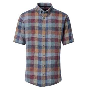 CASAMODA Herren‑Kariertes Hemd aus Leinenblau – Größe XL, 50% Leinen, 50% Baumwolle