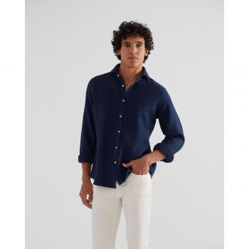 Silbon Camisa slim estructurada color azul marino