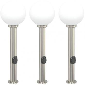VidaXL Silberne Pollerleuchten 80 cm 3er Set IP44