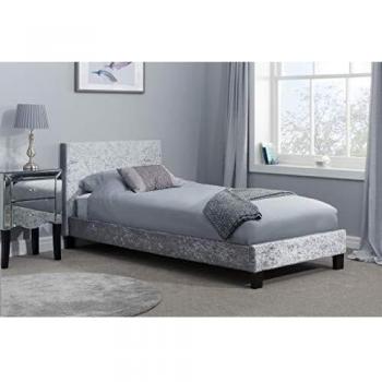 Single Crushed Velvet Steel Bed