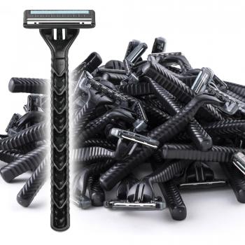 Disposable Men’s Razor Kit – 20pcs, Large Capacity, Black